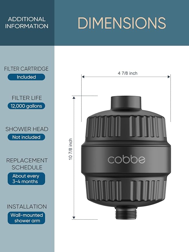 Cobbe HD HEAVY DUTY High Output Shower Filter 2 Pack – 99% REMOVAL Shower Head Filter for Hard Water, Heavy Metals, Chlorine and Harmful Substance, Improve your skin and hair - Black