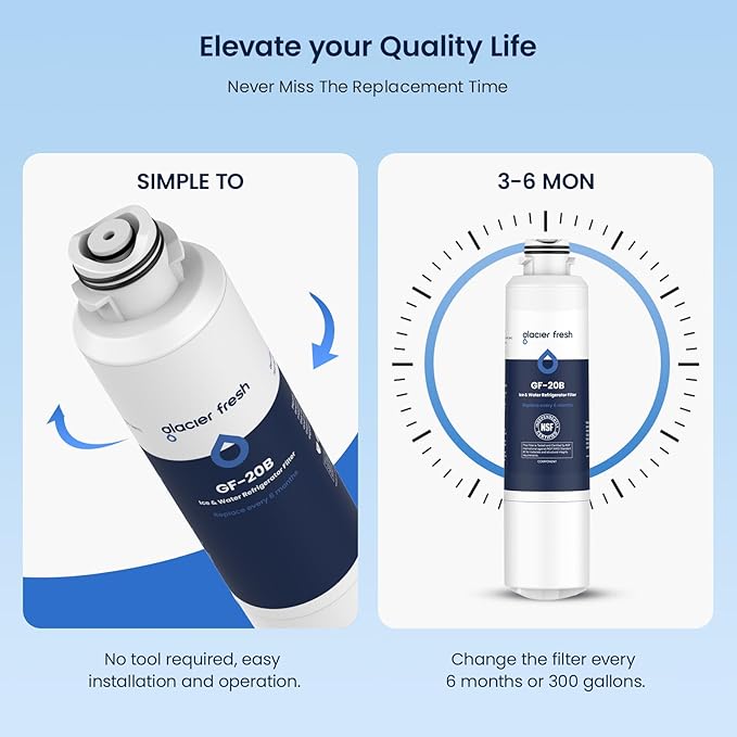 GLACIER FRESH Compatible with Samsung DA29-00020B Refrigerator Water Filter, DA29-00020A/B, DA29-00020B-1, HAF-CIN/EXP, 46-9101, RF4267HARS For French Door Fridge Kitchen (4 PACK)