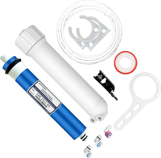 100 GPD RO Membrane with Reverse Osmosis Membrane Housing Set, Reverse Osmosis Filter Replacement Kit, RO Membrane Housing Set for DIY RO Water System & Maple Syrup Reverse Osmosis System