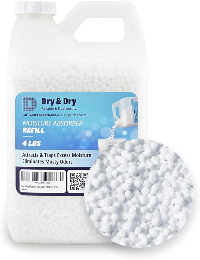 Dry & Dry Moisture Absorbers Refill Beads (4 LBS) - Dehumidifiers for Home Dehumidifier for Basement Dehumidifiers for Bedroom Small Dehumidifiers Dehumidifiers Moisture Absorbers