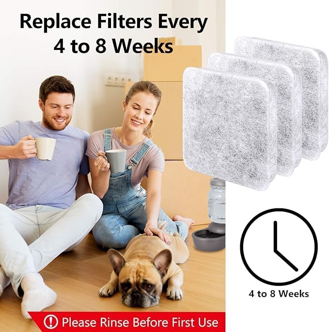 Water Fountain Filters Replacement for Dog, Pet Water Filter Compatible with Petmate Replendish Mason Gravity Waterers, Filter for Automatic Waterer Bowls Dog Water Dispenser- 8Pack