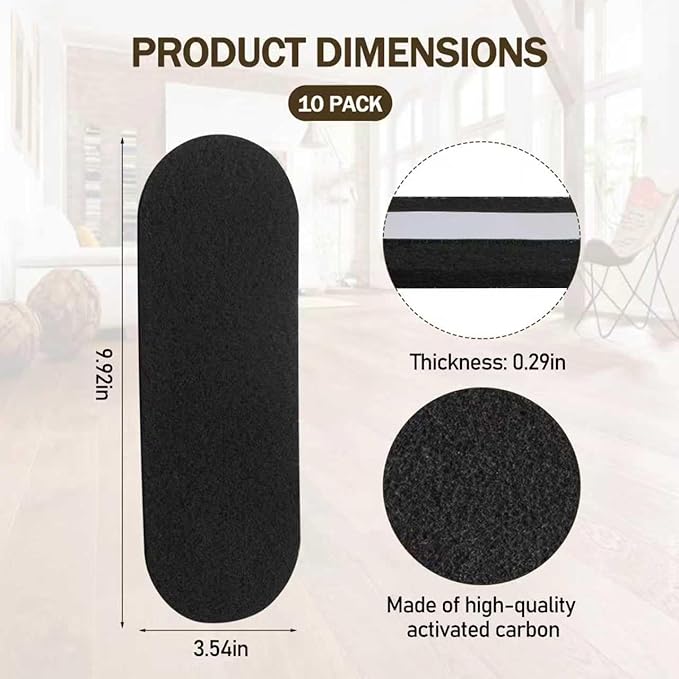 Ceiling Fan Filters, Activated Carbon Ceiling Fan Filters for Blades Fit for Contaminants and Dust Pollutants, Easy Stick on the Top of the Ceiling Fan Blades (10-Count)