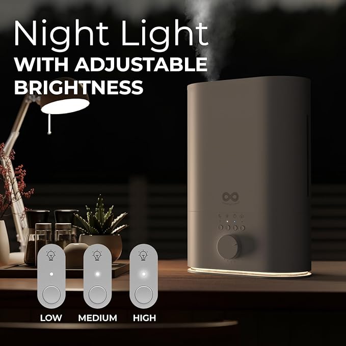 Everlasting Comfort Large Room Humidifiers, Top Fill 6L Ultrasonic Humidifier for Bedroom, 60HR Runtime, High Mist Output, Easy to Use & Clean, for Home, Baby, Plants, Congestion, Indoor