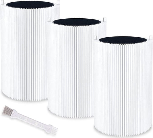 Blue Air Filter Replacement 411 Compatible with Blueair 411 Genuine, Blue Pure 411+,411 Auto & Mini, 3 Pack Particle and Activated Carbon Filter (3 Pack Filter)