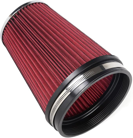 6" Inlet Cold Air Intake Filter Cone Replacement Performance Washable Clamp-On Dry Air Filters Red (8" Tall)