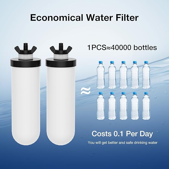 8.46-Inch 3-Stage Filtration Ceramic Purification Elements NSF/ANSI 42&372 Certified,Replacement for Berkey® ProOne® Ceramic Filter BB9-2® or Berkey® Big+ Gravity Water Filter System (2 Pack)
