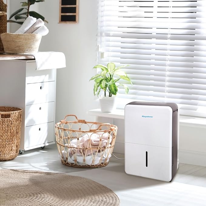 Keystone Energy Star 35-Pint Portable Dehumidifier for Extra Large Rooms Up to 3,000 Sq.Ft. with Auto-Shutoff & Timer, Quiet Home Dehumidifier and Moisture Absorber For Basement, Garage, Living Room