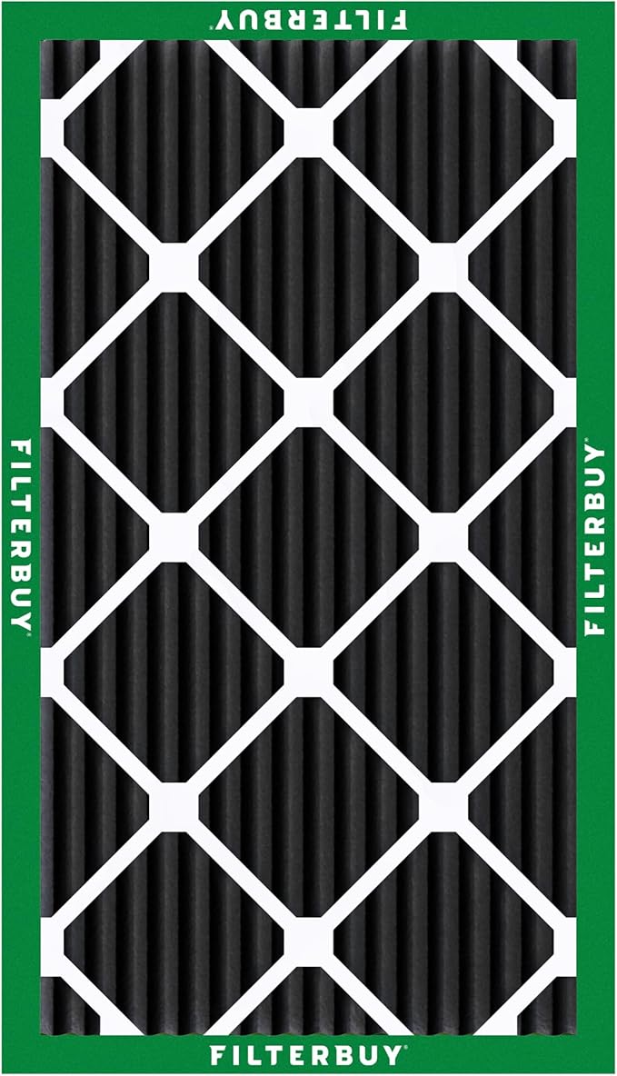 Filterbuy 10x24x1 Air Filter MERV 8 (MPR 700) Odor Eliminator Replacement (4-Pack), Electrostatic Pleated HVAC AC Furnace Filters w/Activated Carbon, Made in USA (Actual Size: 9.50 x 23.50 x 0.75)