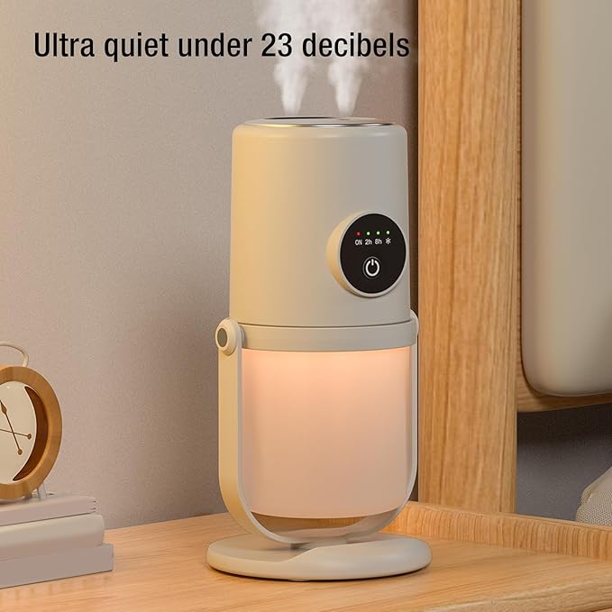 Portable Mini Humidifier, 300ML Cool Mist Humidifiers with Stand, Quiet USB Desktop Humidifier with 2 Mist Mode for Baby Bedroom Travel Office Home, Quiet Mini Humidifiers(Beige)
