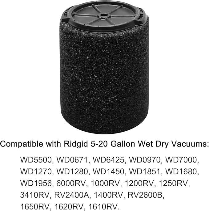 1-Pack VF7000 Filter for Ridgid Shop Vac,Compatible with Ridgid 5-20 Gallon Husky 6-9 Gallon Wet/Dry Vacuums,Foam Wet Vacuum Filter for Wet Applications Only
