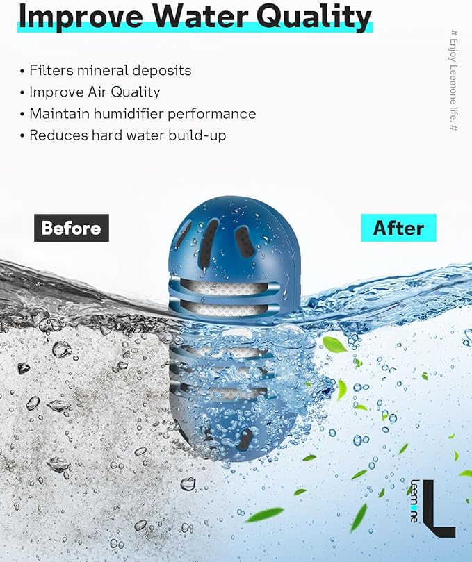 Leemone Demineralization Cartridge Compatible with HoMedics Ultrasonic Humidifiers, 20 Pack Humidifier Filter Replacements, Purifies Water, Filters Mineral Deposits