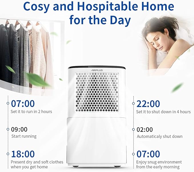 AIRPLUS 4500 Sq. Ft Dehumidifiers for Home, 70 Pints Dehumidifier for Basement with Drain Hose, Continuous Drainage, Intelligent Humidistat, Dehumidifier for bathroom, bedroom, Large Room