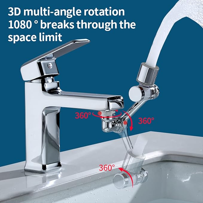 1080° Rotating Filter Faucet Extender,PP Cotton Filter Faucet, Universal Splash Filter Faucet, Water Filter Faucet for Kitchen Bathroom, Swivel Faucet Aerator with 2 Water Outlet Modes