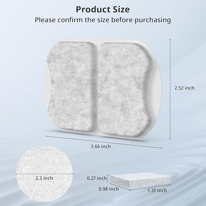 Large Dog Water Filter Replacement Compatible with 7L/230oz/1.8G Stainless Steel Pet Water Fountain Cat Pet Water Fountain Filters (16+16+16)