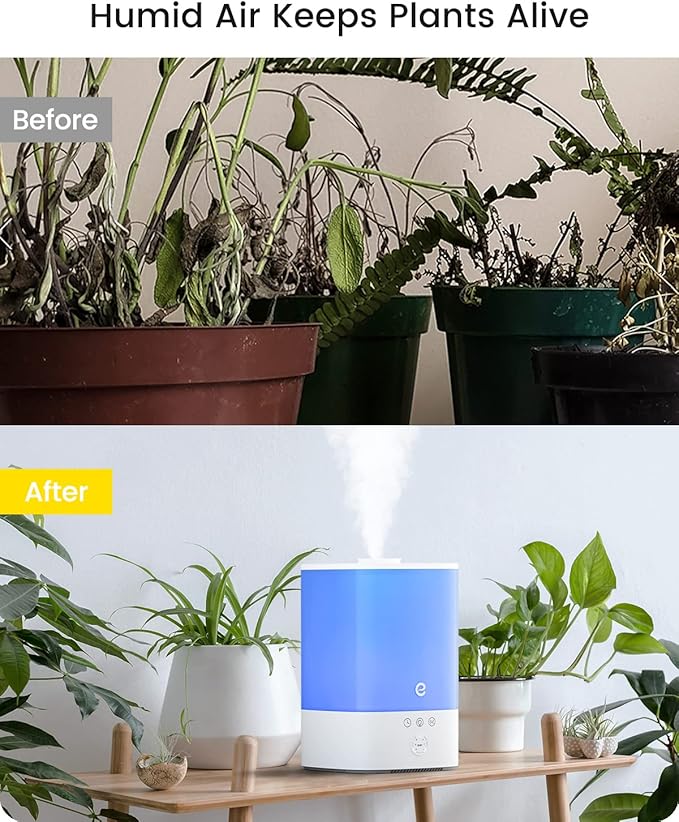 Humidifiers for Bedroom Large Room, Esemoil Smart WiFi Cool Mist Humidifiers for Baby, 3.5L Top Fill & 28dB Quiet, 40H Air Ultrasonic Diffuser with 8 Color Light, Voice Control, Compatible with Alexa