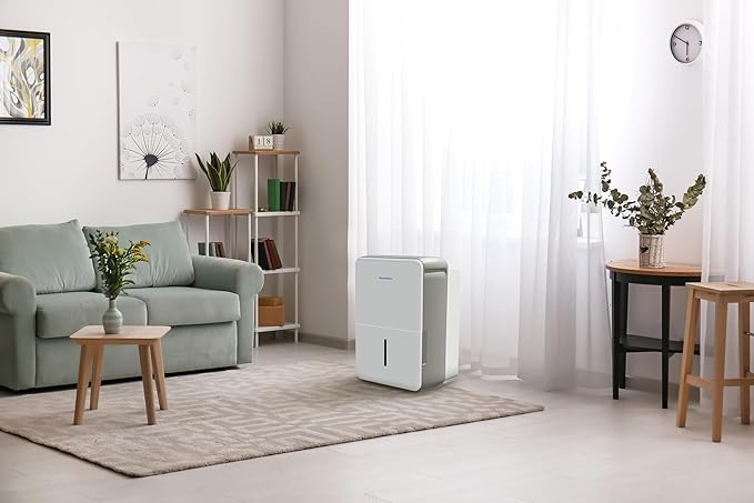Keystone 50-Pint Portable Dehumidifier for Extra Large Rooms up to 4,500 Sq.Ft. with Auto-Shutoff & Timer - Quiet Home Dehumidifier and Moisture Absorber For Basement, Garage, Living Room