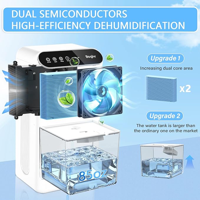 Dehumidifiers, Dehumidifier for Home (85 OZ, 800 sq.ft) Quiet Small Dehumidifier for Bedroom Bathroom Basement with Drain Hose, 3 Gear Timer, Sleep Mode, Auto Shut Off, 7 Color Ambient Light