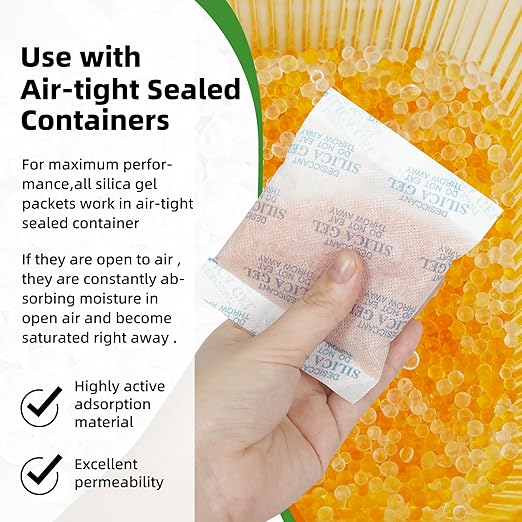 Silica Gel Packets - 10 Pcs 50 Gram Desiccant Packs for Storage Moisture Absorbers Silica Gel Desiccant Packets Rechargeable Desiccant Dehumidifiers Bags for Moisture Control