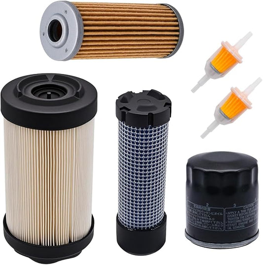 Primary Secondary Air Filter LVU34503 LVU34504 Fit for John Deere 1023E 1025R 1026R 2025R 2026R 2400 2550 2700 2750 with M801101 CH10479 Fuel Filter and M806418 Oil Filter