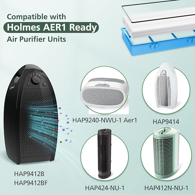HAPF30AT Filter Replacement for Holmes AER1 Type Total Air Purifier, HAPF30AT-U4R-1 rue Hepa Filter for HAPF30AT HAP242-NUC HAP424 HAP706 HAP716 HAP9240 et.