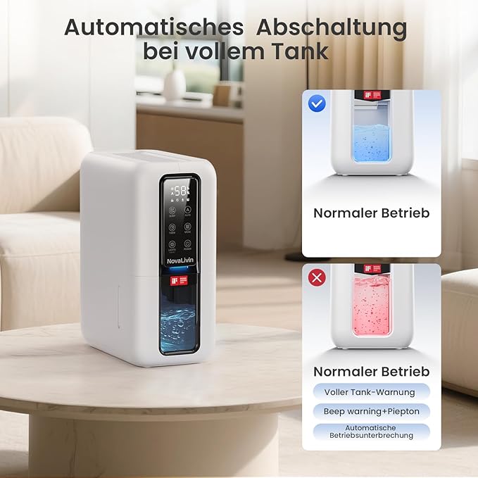 Dehumidifier for Home, Dehumidifiers for Bathroom, Bedroom, Living room, Closet with 68 OZ Water Tank, Moisture Absorbers, Auto Shut Off, Auto Humidity Control, 7 Colors LED Light, White