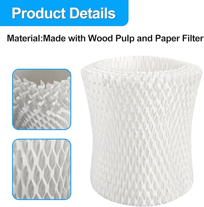 Humidifier Filters Replacement Wicks - Compatible with Canopy Bedside and Nursery Humidifiers - Made with Wood Pulp, Paper Filter - Pack of 3 Filters