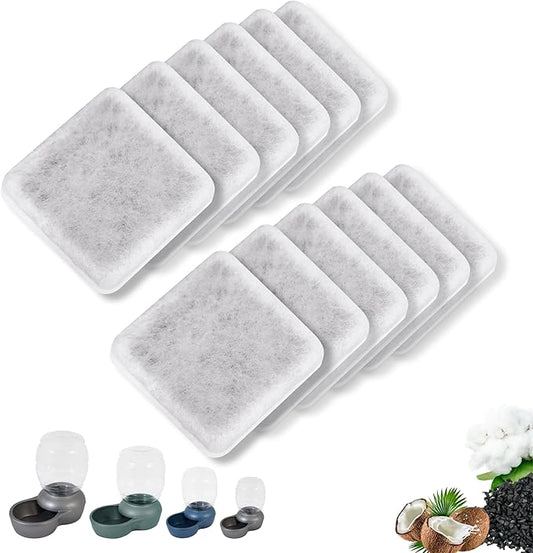 Pet Water Fountain Charcoal Replacement Filters Compatible with Petmate Replendish Mason Gravity Waterers, Automatic Cat Dog Water Bowl Dispenser Filters Replacement(12 Pack)