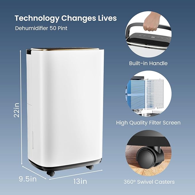 Sweetcrispy 2,000 Sq. Ft. Dehumidifier for Basement, 30 Pints Dehumidifiers for Home with Drain Hose, 74oz Water Tank Portable Quiet Moisture Remover, Ideal for Bedroom & Bathroom