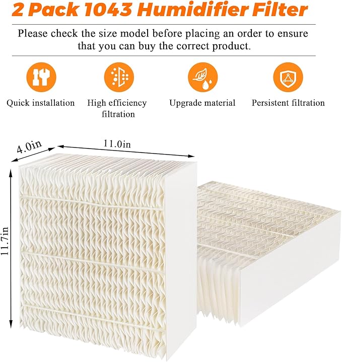 Blutoget 1043 Humidifier Wick Filter 2 Pack Compatible with Essick Air EP9 Series EP9500 EP9700 EP9800 EP9R500 EP9R800 821000 826000 826800 831000 &Bemis Space Saver 800 8000 Series Humidifiers