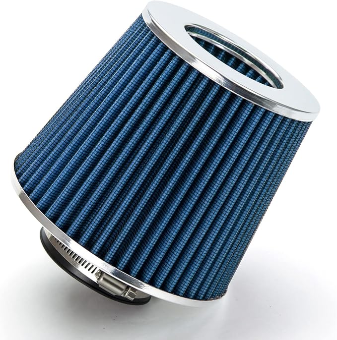 BLUE 3" 76 mm Inlet Cold Air Cone Replacement Performance Washable Clamp-On Dry Air Filter