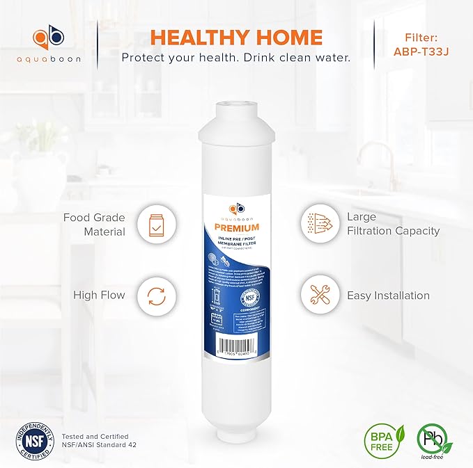 Aquaboon 25-Pack Premium Inline Post/Carbon Polishing Water Filter Cartridge for Reverse Osmosis Systems