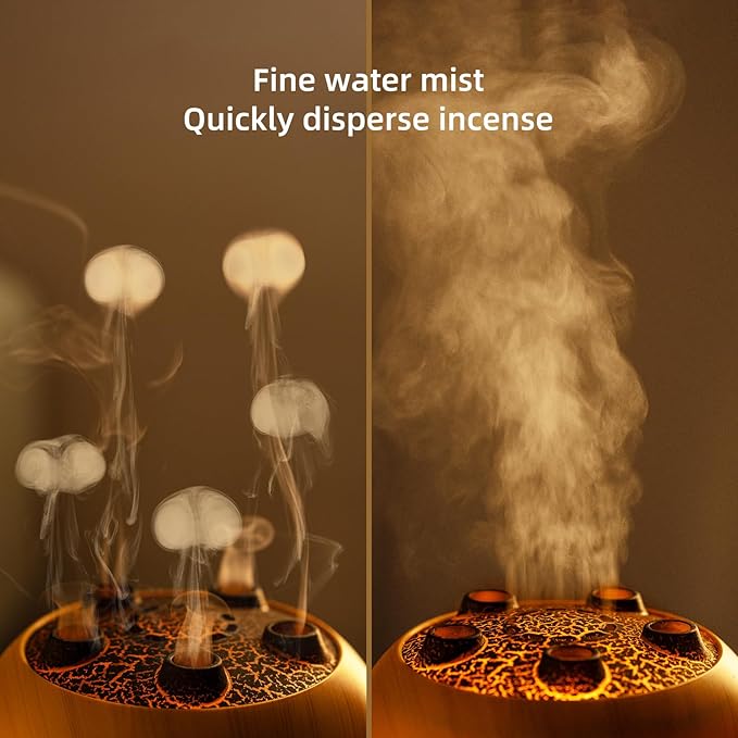 Essential Oil Diffuser 250ML,Jellyfish Diffuser Volcano Diffuser Air Humidifiers Sound Pickup Ultrasonic Aromatherapy Remote Control 7Color Lights for Home Bedroom Office Hotel (Wood Color)