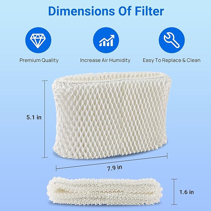 PWF2 Humidifier Filter Replacement for Vicks V3500 V3100 V3600 V3900 V3700 VEV320 & Kaz 3020 Cool Mist Humidifiers, Pack of 6