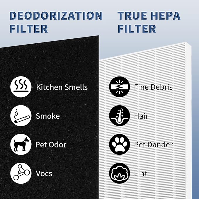C545 True HEPA Replacement Filter S Compatible with Winix C545 Air Purifier Replacement for Winix S Filter 1712-0096-00 and 2522-0058-00, Funmit 2 x True HEPA And 8 x Activated Carbon Filter