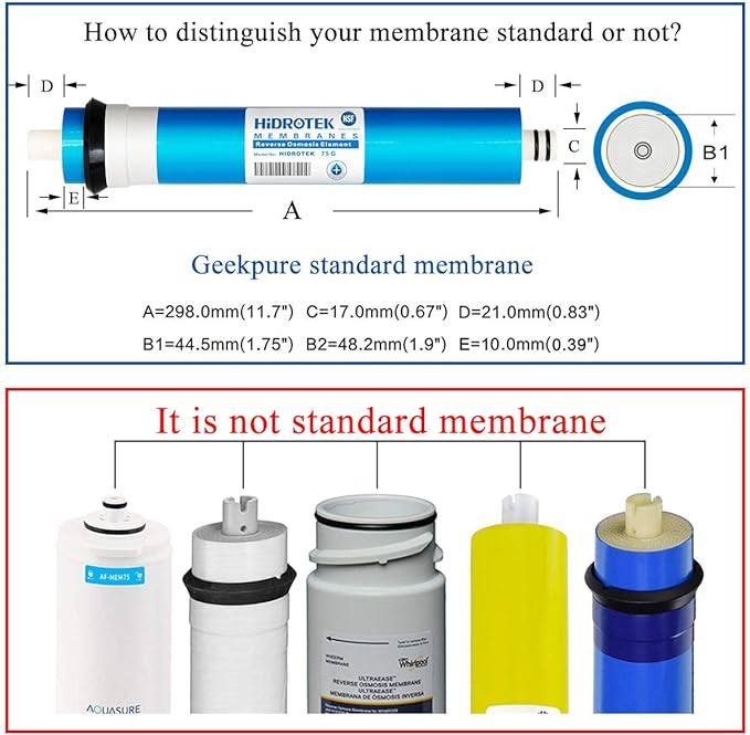 Geekpure 5 Stage Reverse Osmosis Replacement Filter Set with 100 GPD Membrane -10 Inch