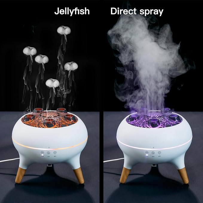 Essential Oil Diffuser 250ML,Jellyfish Diffuser Volcano Diffuser Air Humidifiers Dynamic Sound Pickup Ultrasonic Aromatherapy Remote Control 7-Color Lights for Home Bedroom Office Hotel(White)