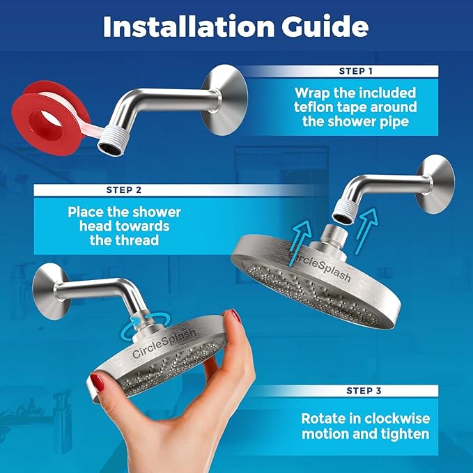 -High Pressure Shower Heads - High Flow Shower Head - 1.8 GPM with Removable Restrictor - California Certified - Universal Replacement - Plumbers Tape Included - (Classic Chrome Finish)