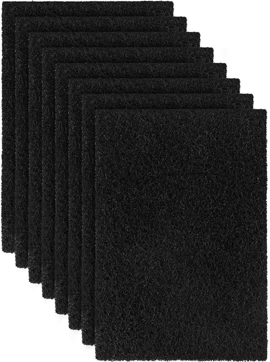 8 Pcs Charcoal Filters Compatible with Van Ness Cat Litter Box, 4.5 x 6.5Inch Replacement Activated Carbon Premium Odor Filters for Pureness F6 Zeloite Air Filter, Black