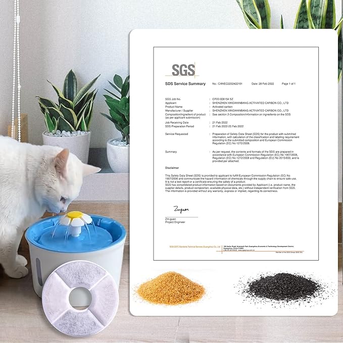 RBAYSALE Cat Water Fountain Filters 12 Pack Cat Fountain Filter Replacement, 3 Triple Filtration System, Activated Carbon Filters for 84oz/2.5L Automatic Cat Fountain