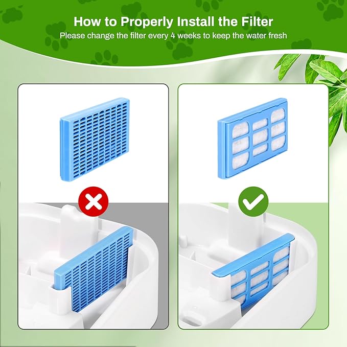 Cat Water Fountain Filter, 6 Pack Replacement Filter for 2L/ 70 fl. oz. Pet Water Fountain, Activated Carbon Filter for Large Fresh Water Drinking Fountain Dispenser Triple Action Filter for Dog/Cat