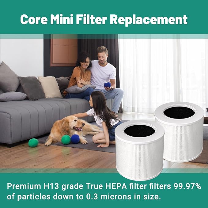 TOMORAL Core Mini Replacement Filter for LEVOIT Core Mini Air Purifier - 3-in-1 Efficiency Filter, Activated Carbon, Replace Core Mini-RF, 2 Packs