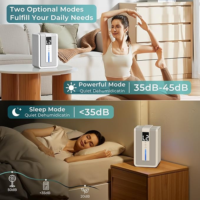 Dehumidifiers for Home, 42 OZ (400 sq.ft) Small Dehumidifier with Timer, Auto Shut Off, Auto Defrost, 7 Colors LED Light, Quiet Energy Saving Dehumidifier for Bedroom, Bathroom, Basement, Closet, RV
