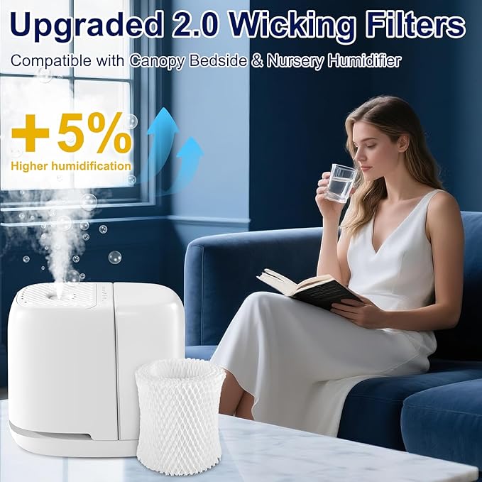 Humidifier Replacement Filter Compatible with Canopy Bedside and Nursery Humidifiers, Wood Pulp & Paper Filter, 4 Pack