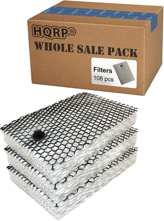HQRP 108-Pack Wick Filter Compatible with Sunbeam SF235, SCM630, SCM630WC, SCM630BC, SCM631, SCM631C, SCM7808, SCM7809 Humidifiers, Replacement for Holmes HWF100 HWF100CS HM630 HM729 (36 * 3X)