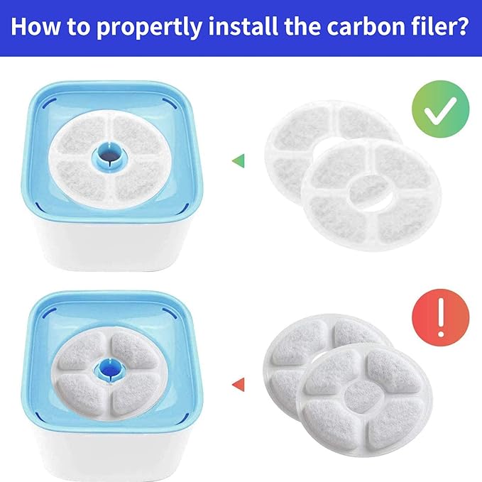 Replacement Filters for Pet Water Fountain - Activated carbon Filters for Cats and Dogs Automatic Water Dispenser (8 Pack)