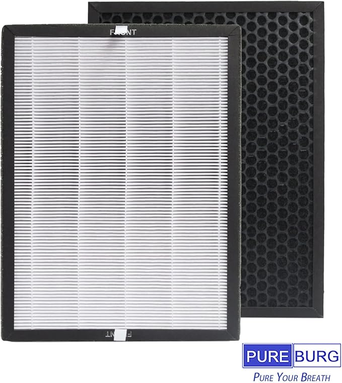 PUREBURG Replacement Filters Compatible with Aiper KJ200 & FAMREE FA500 Air Purifiers,2-Pack H13 HEPA Activated Carbon 2-in-1 3-Stage Filtration Air Clean