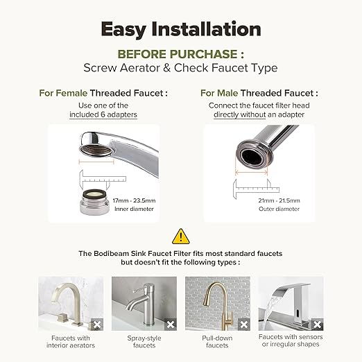 Tap Water Filter for Sink Faucet - Filtration with Vitamin C Gel, Removes Chlorine & Impurities, Bathroom Faucet Purifier for Sensitive Skin Care, Easy to Install, Made in Korea - Pure White