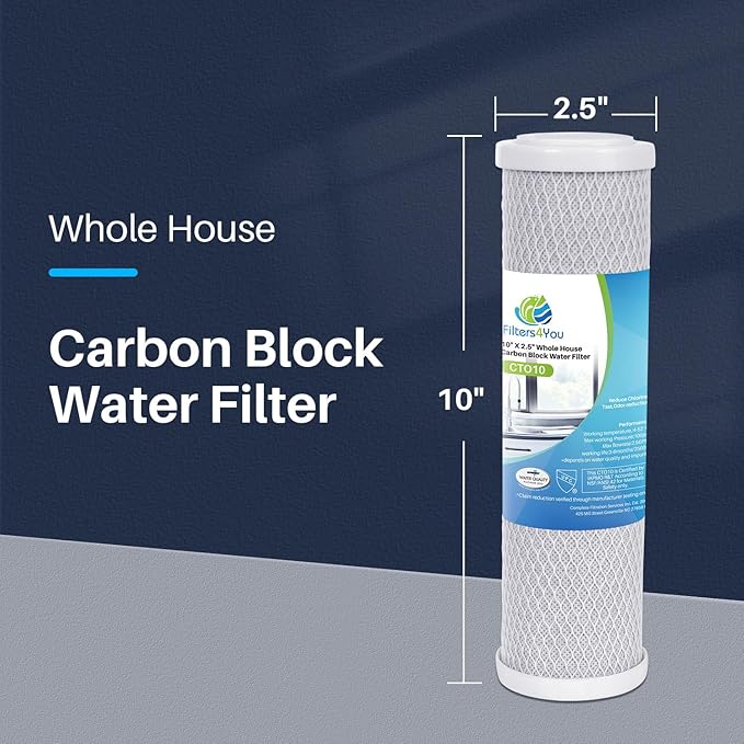 CFS – 4 Pack Activated Carbon Block Water Filter Cartridges Compatible with WaterPur CCI-10-CLW12 Models – Remove Bad Taste – Whole House Replacement Filter Cartridge – Universal 10" Cartridge