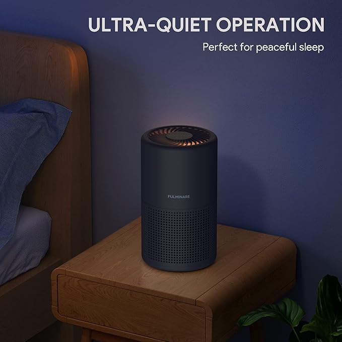 FULMINARE Air Purifiers for Bedroom H13 True HEPA Air Filter Quiet Air Cleaner With Night Light Portable Small Air Purifier for Home, Office, Living Room (Black 2 Pack)