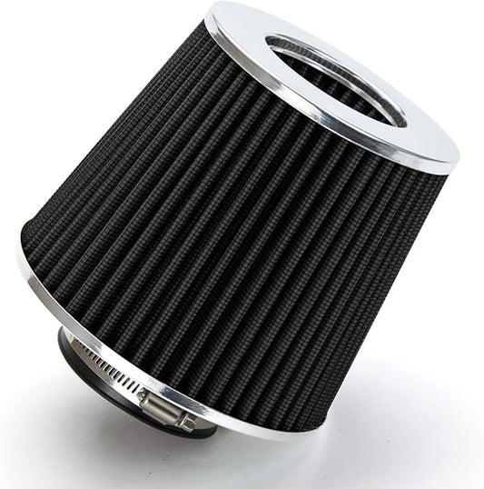 BLACK 2.5" 63.5 mm Inlet Cold Air Cone Replacement Performance Washable Clamp-On Dry Air Filter